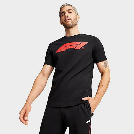 Puma Men's Essentials F1 Graphic Logo T-Shirt in Black/ Black Cover