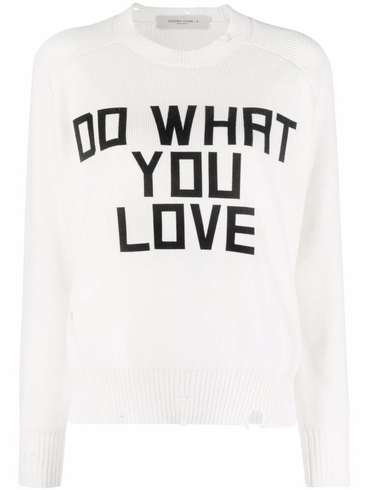 Golden Goose Delilah slogan-intarsia jumper - White Cover