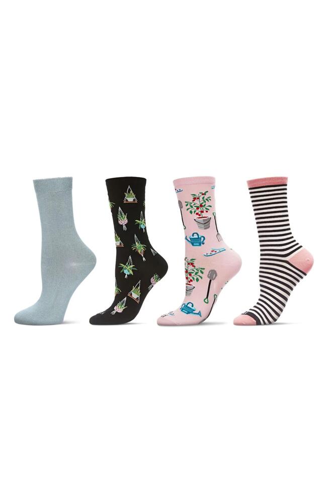 MeMoi Novelty Assorted 4-Pack Crew Socks in Black Cover