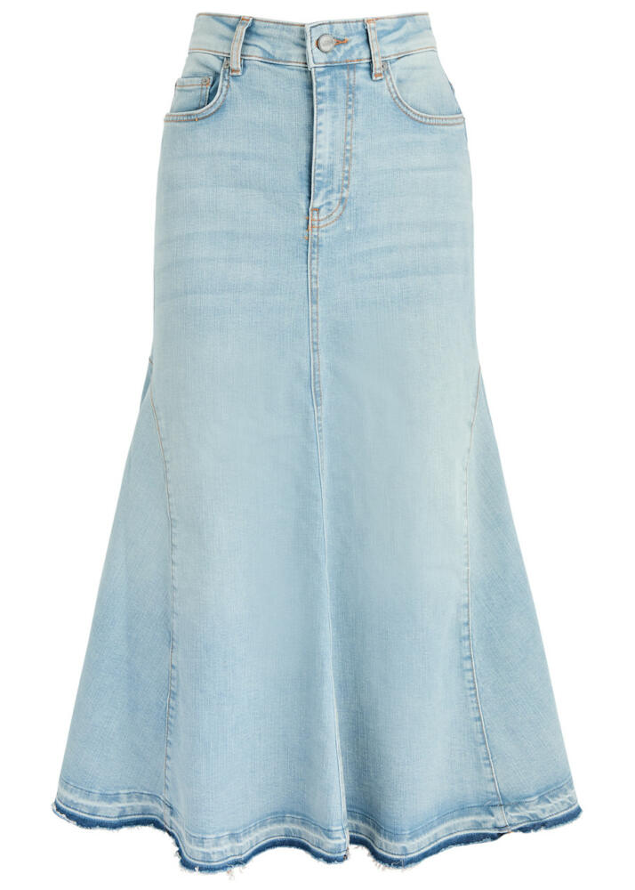 Ganni Panelled Stretch-denim Midi Skirt Cover