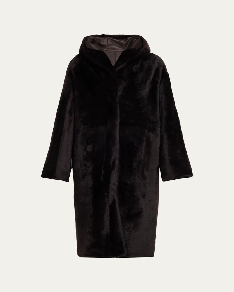 Yves Salomon Reversible Hooded Shearling Coat Cover