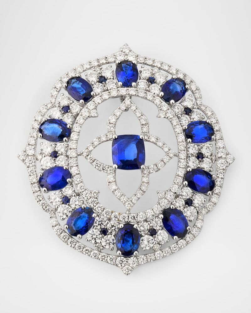 Piranesi 18K White Gold Blue Sapphire and Diamond Couture Pendant Cover