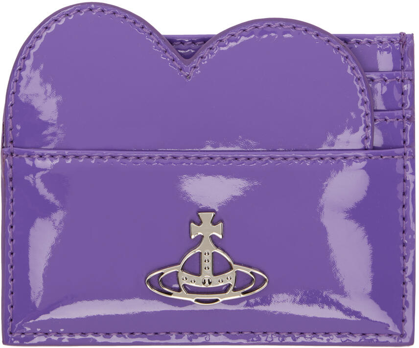 Vivienne Westwood Purple Shiny Heart Card Holder Cover