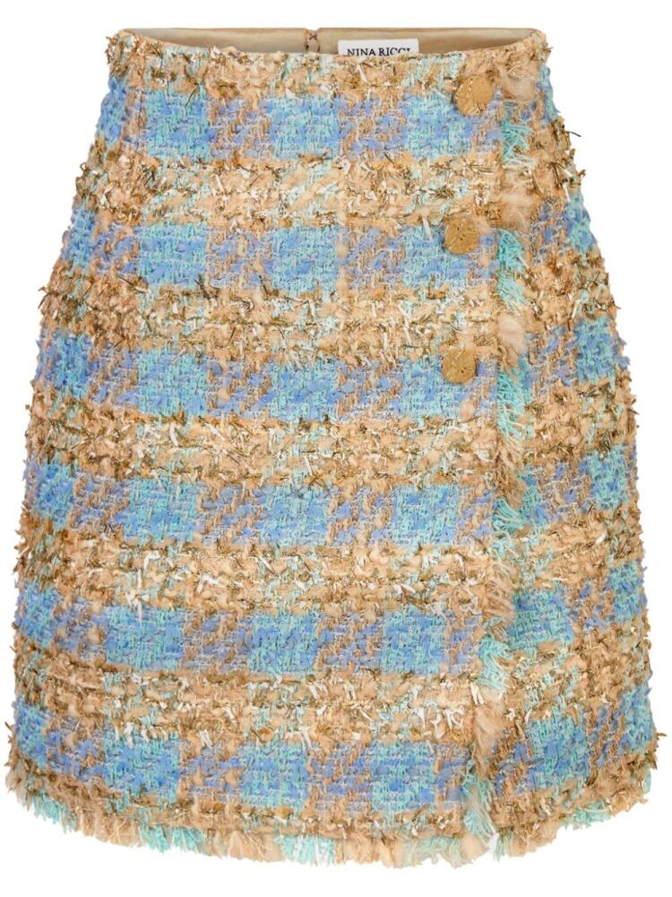 Nina Ricci tweed check-pattern A-line skirt - Neutrals Cover