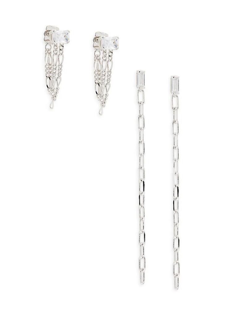 Adriana Orsini Women's 2-Piece Rhodium-Plated & Cubic Zirconia Empire Swag Linear Earring Set - Rhodium Cover