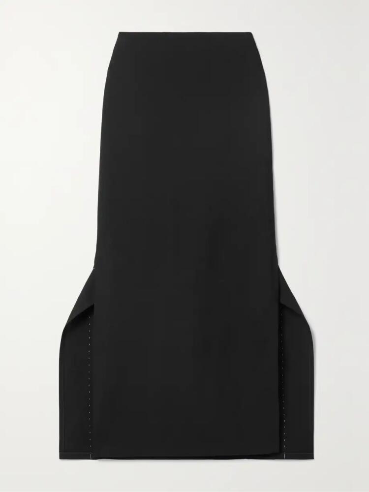 The Row - Patillon Topstitched Wool And Mohair-blend Midi Skirt - Black Cover