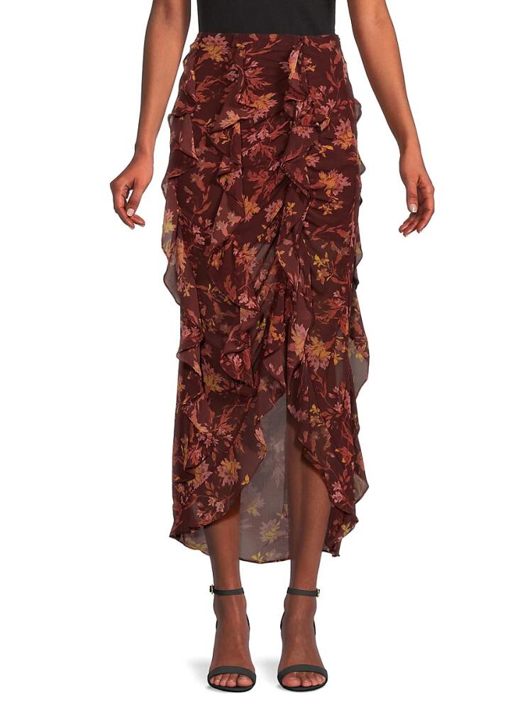 Free People Women's Flounce Around Floral Maxi Skirt - Dark Combo Cover