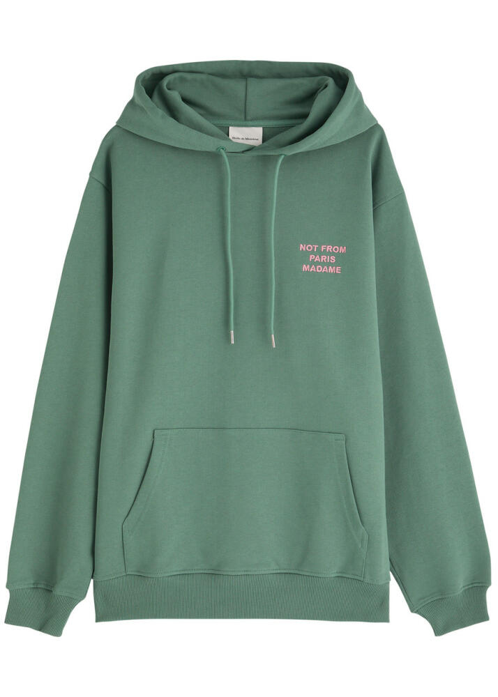 DRÔLE DE Monsieur Nfpm Embroidered Hooded Cotton Sweatshirt - Dark Green Cover