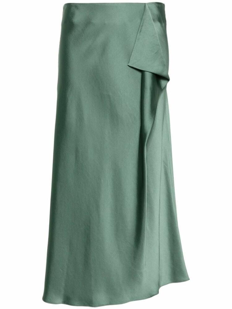 Simkhai drape-detailed satin maxi skirt - Green Cover