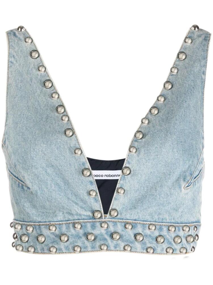 Rabanne studded denim bralette - Blue Cover