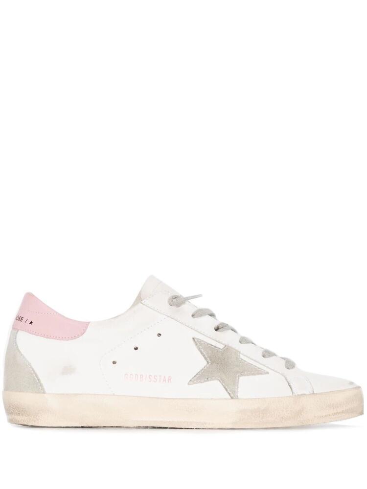 Golden Goose Superstar distressed lace-up sneakers - White Cover