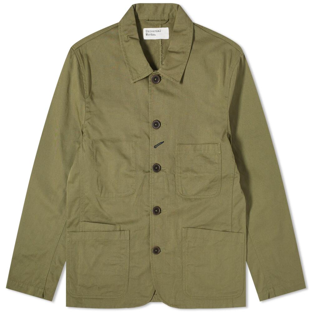 Universal Works Men's Bakers Jacket in Light Olive Cover