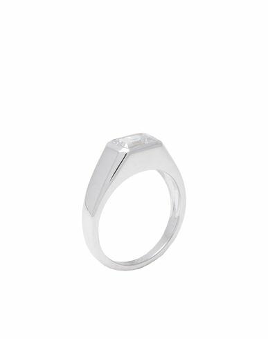 P D Paola Octagon Shimmer Stamp Silver Ring Woman Ring Silver 925/1000 Silver, Zirconia Cover