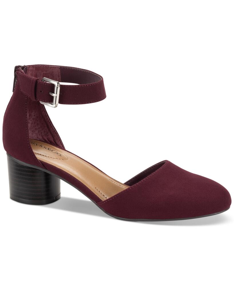 Style & Co Women's Alinaa Two Piece Stacked Heel Dress Pumps, Created for Macy's - Berry Mc Cover