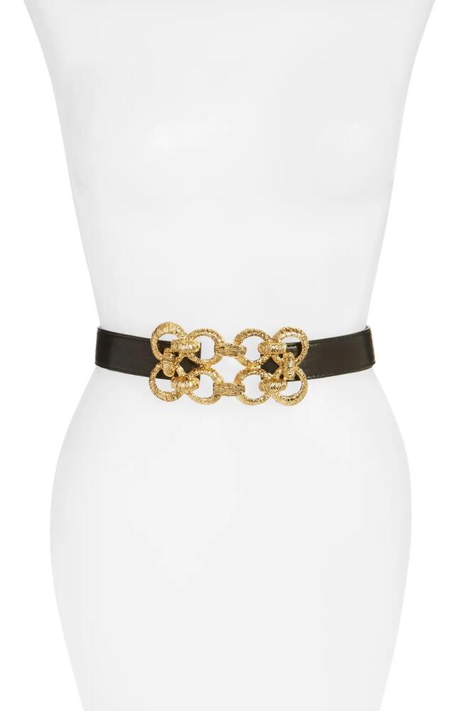 Raina Leather Stretch Belt in Black Cover