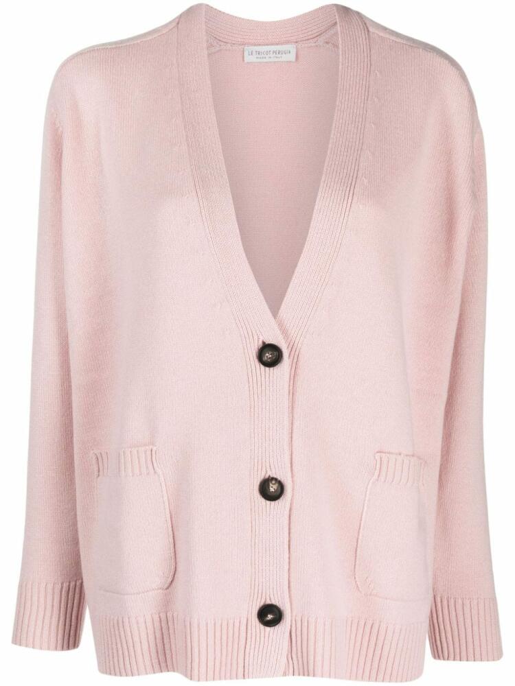 Le Tricot Perugia V-neck ribbed-knit cardigan - Pink Cover