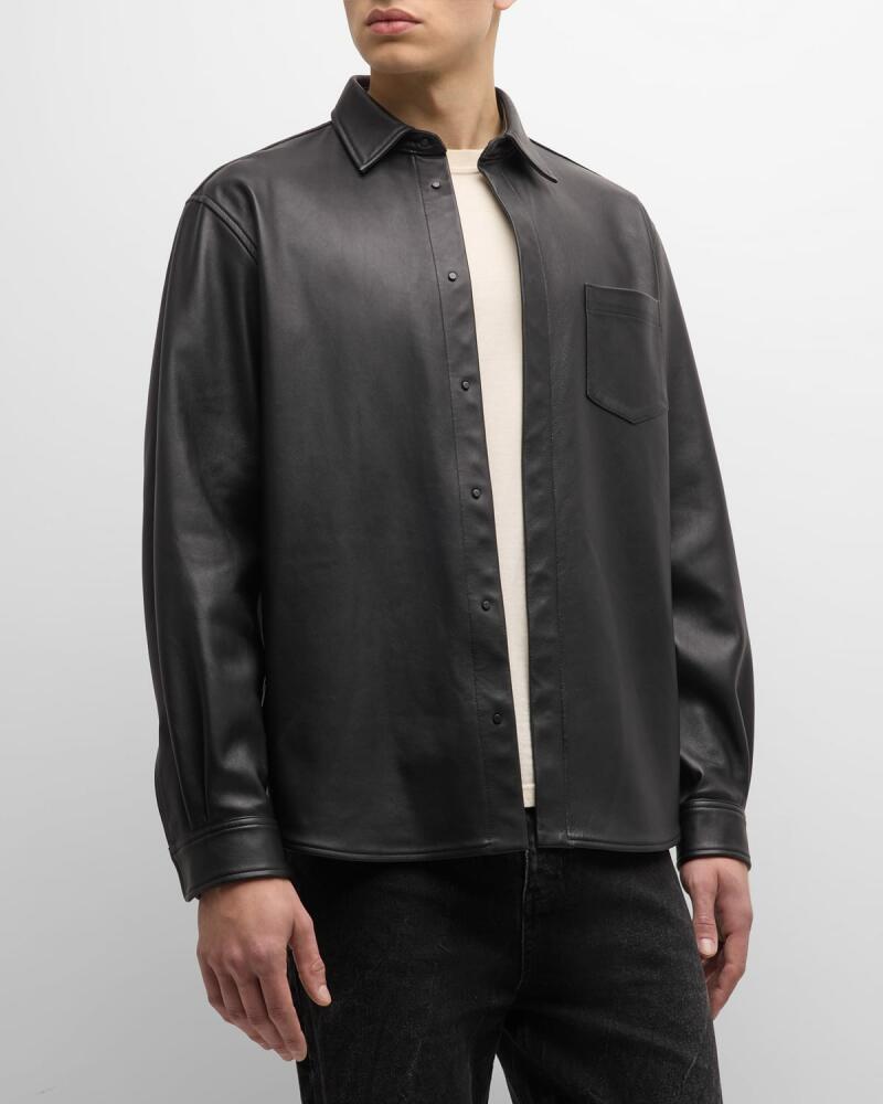 John Elliott Men's Leather Cloak Shirt Cover