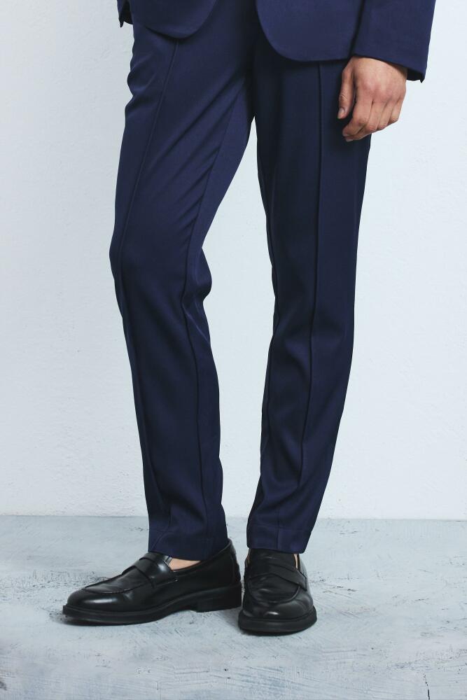 boohoo Mens Slim Fixed Waist Dress Pants - Navy Cover