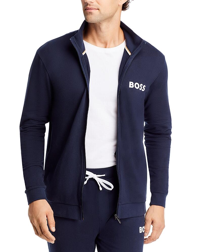 Boss Ease Cotton Logo Print Full Zip Jacket Regular Fit Cover