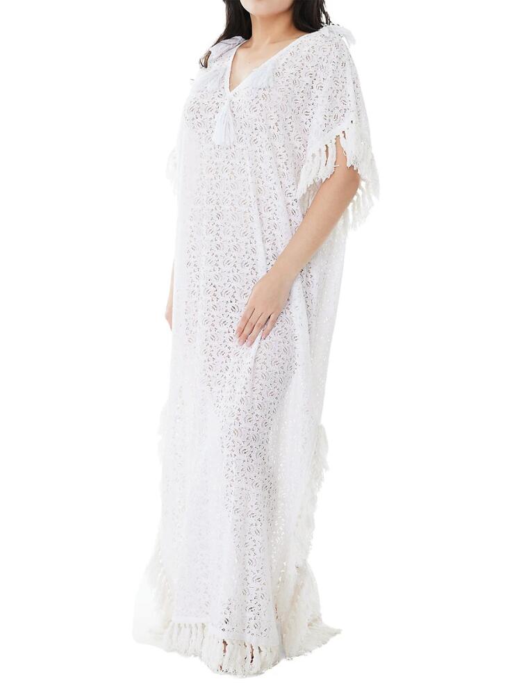 Ranee's Women's Tassel Lace Cover Up Kaftan - White Cover