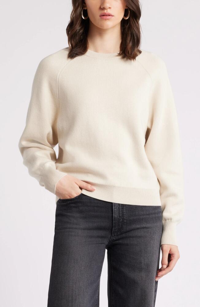 Nordstrom Raglan Sleeve Cotton & Cashmere Blend Crewneck Sweater in Ivory Sand Cover