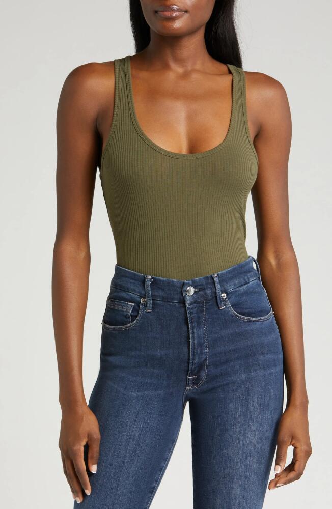 Good American Light Ribbed Crop Tank in Fatigue001 Cover