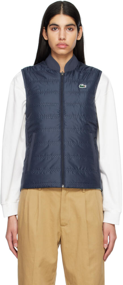 Lacoste Navy & Blue Quilted Reversible Vest Cover