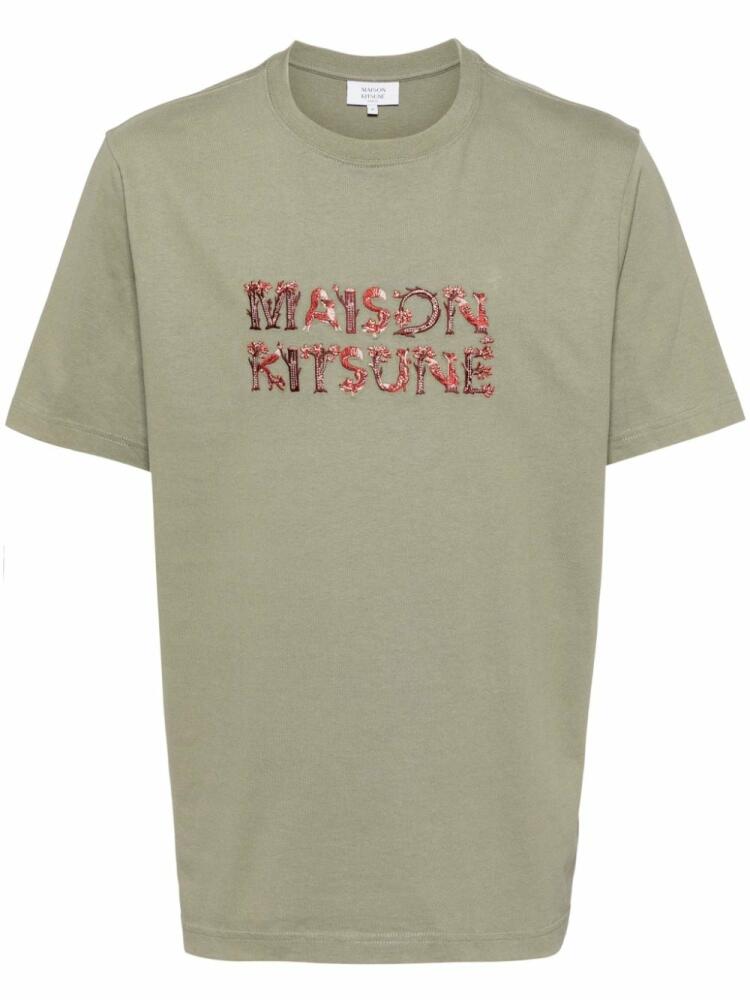 Maison Kitsuné embroidered logo T-shirt - Green Cover