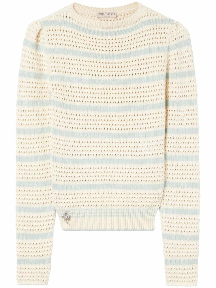 PUCCI striped open-knit jumper - Neutrals Cover