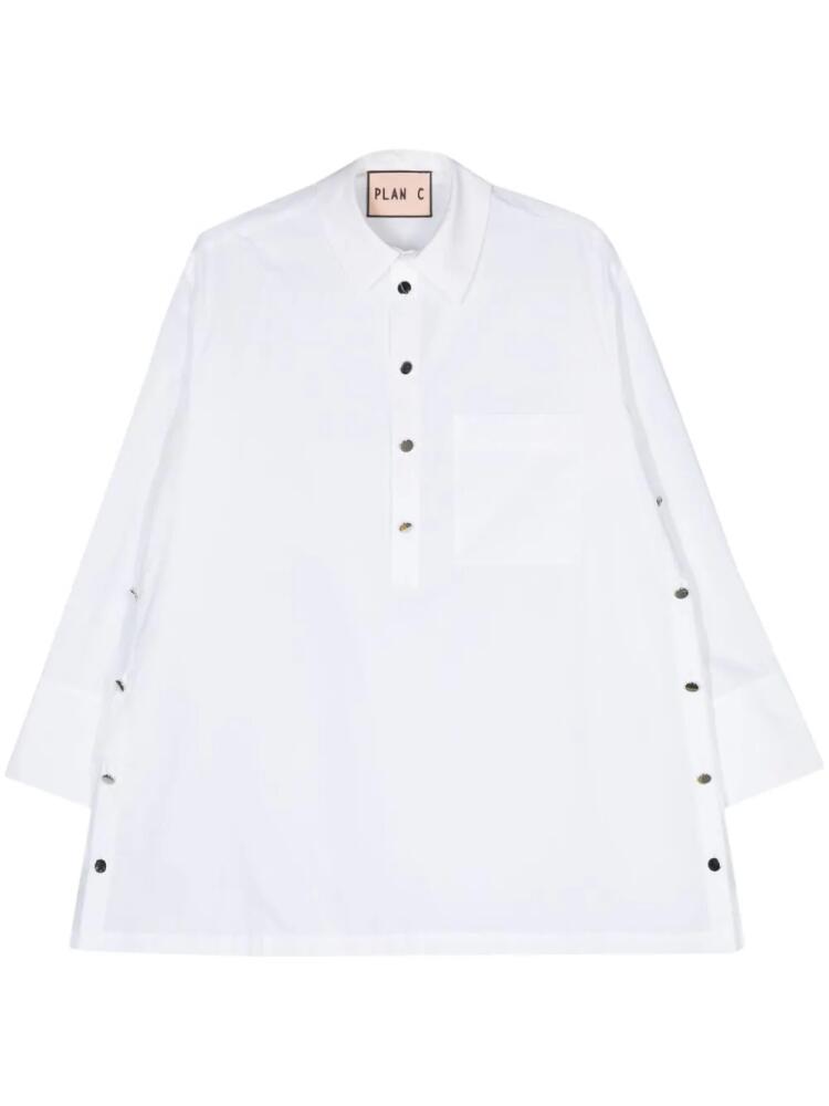 Plan C long-sleeve poplin shirt - White Cover