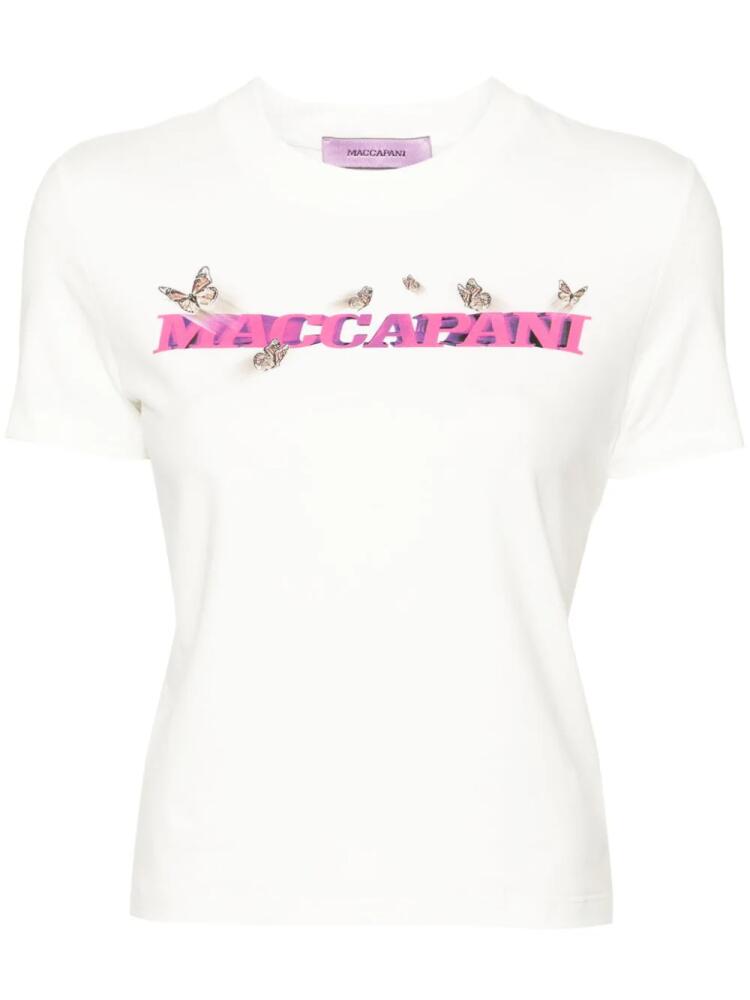 Margherita MACCAPANI logo-print cropped T-shirt - Neutrals Cover