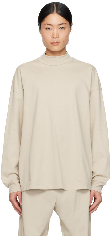 Fear of God Taupe Mock Neck Long Sleeve T-Shirt Cover