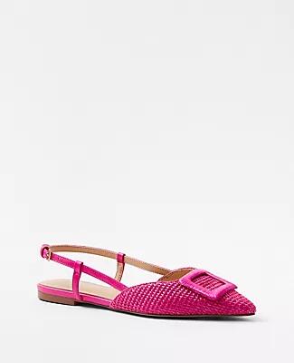 Ann Taylor Straw Covered Buckle Slingback Flats Cover