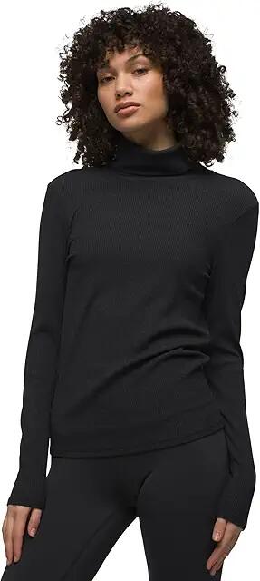 Prana Foundation Rib Turtleneck (Black Heather) Women's Clothing Cover