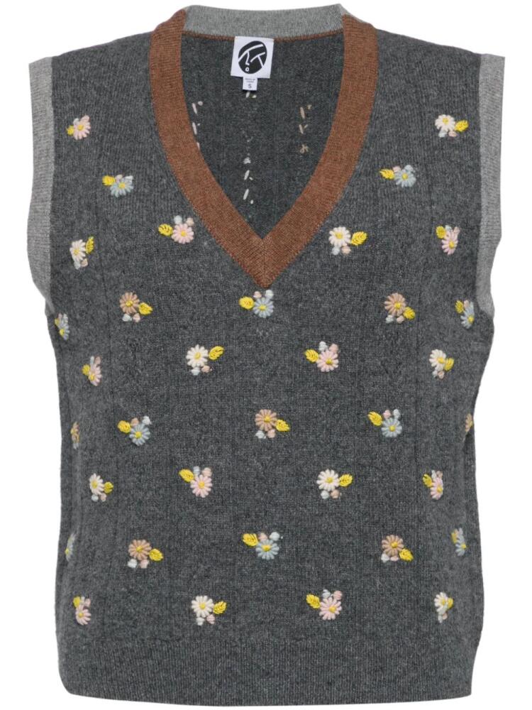 YANYAN KNITS embroidered V-neck vest - Grey Cover