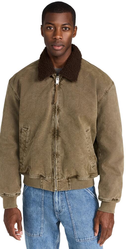 Alex Mill Flight Jacket In Canvas With Sherpa Collar Faded Olive Cover