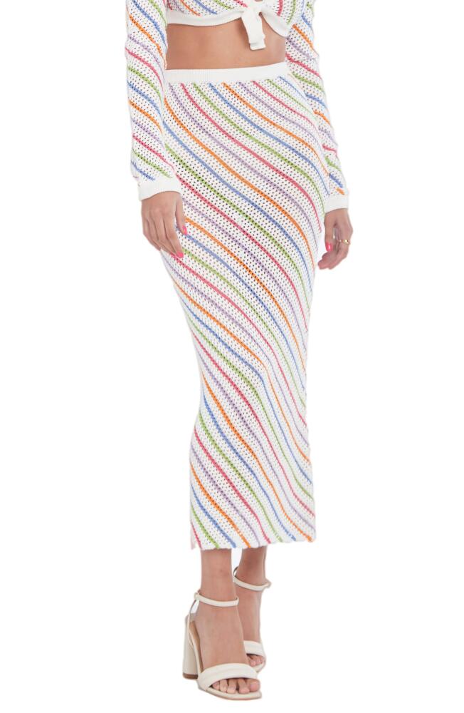 Capittana Bruna Stripe Crochet Cover-Up Skirt in Multicolor White Cover