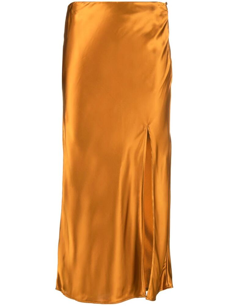 Forte Forte front-slit satin midi skirt - Orange Cover