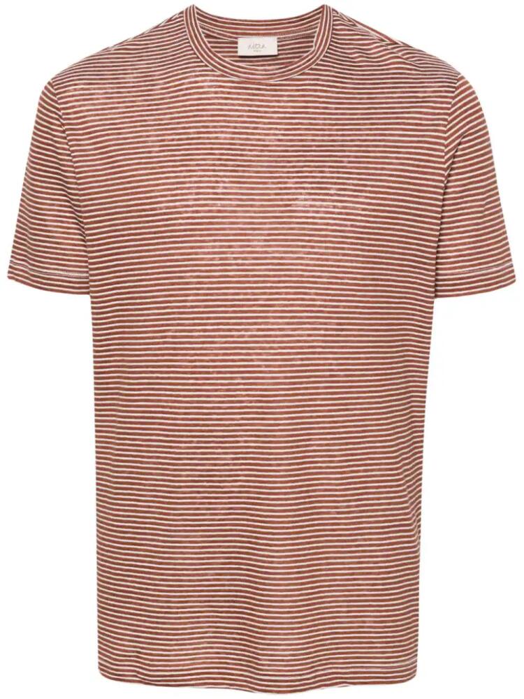 Altea striped linen blend T-shirt - Brown Cover