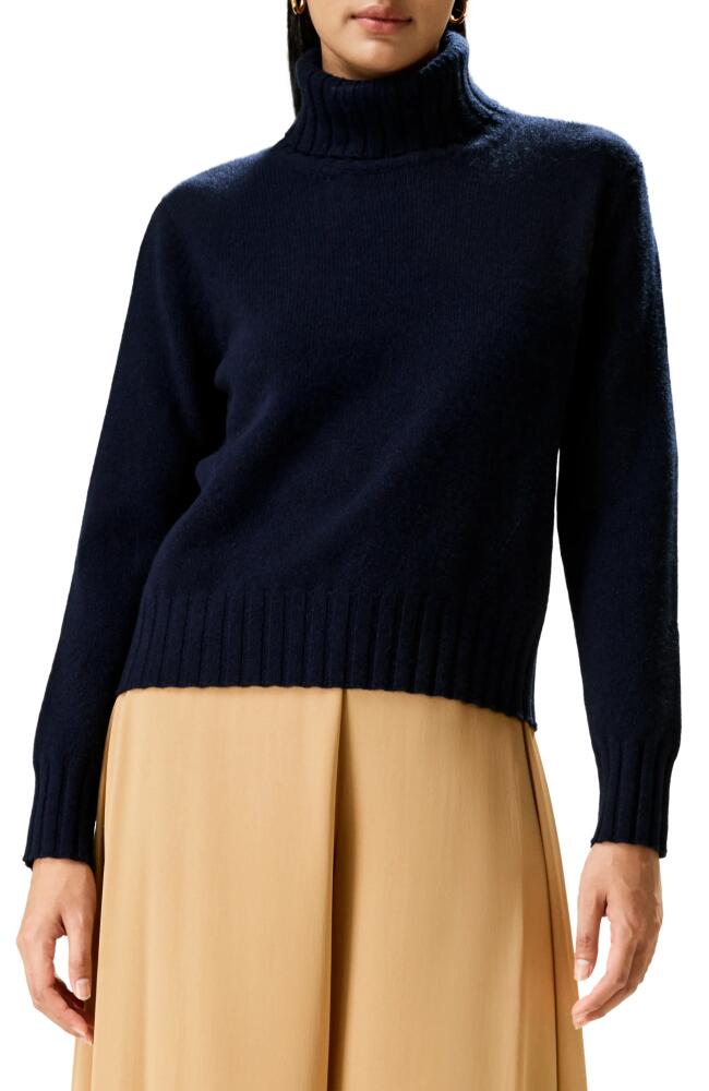 Lilysilk Turtleneck Sweater with Rib Hemline in Navy Cover