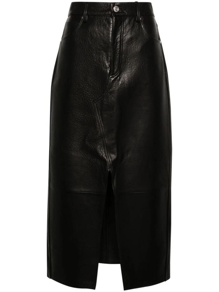 FRAME panelled leather midi skirt - Black Cover