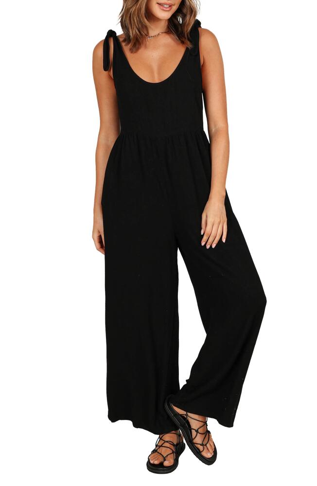 Petal & Pup Ayla Tie Shoulder Wide Leg Linen Jumpsuit in Black Cover