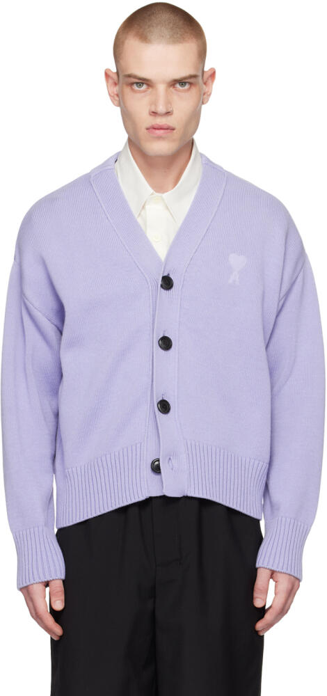 AMI Paris SSENSE Exclusive Purple Ami de Cœur Cardigan Cover