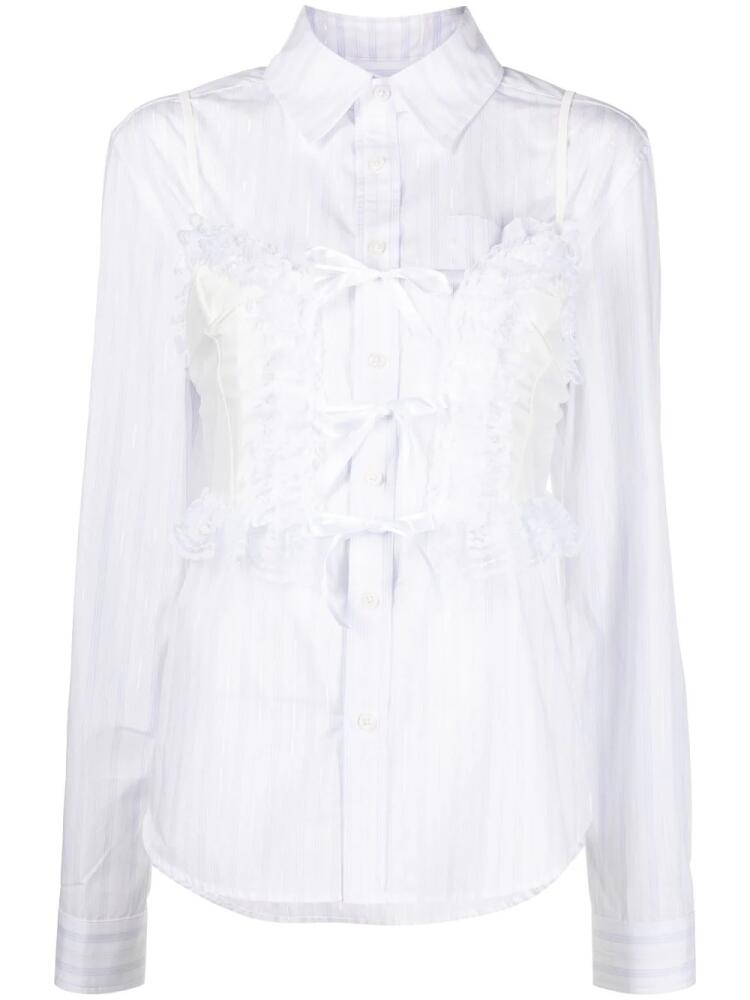 Vaquera lace-overlay button-down shirt - White Cover