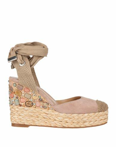 Alma En Pena. Woman Espadrilles Beige Leather, Textile fibers Cover