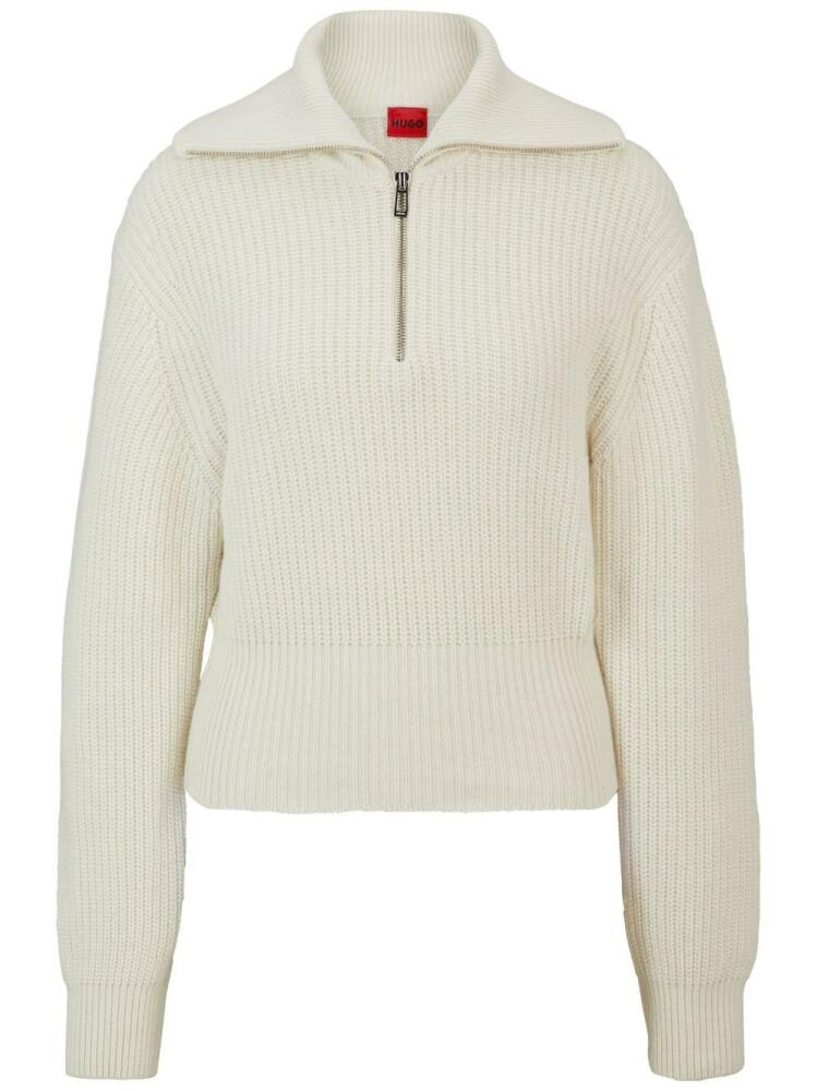 HUGO ribbed-knit zip-fastening jumper - White Cover