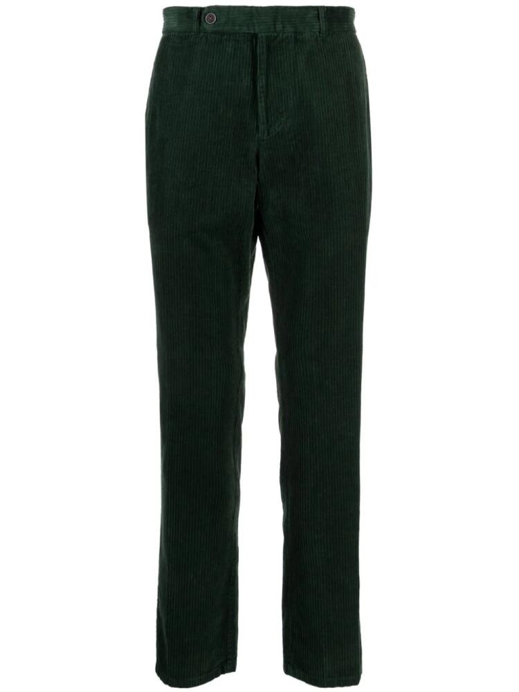 Man On The Boon. garment-dyed corduroy straight-leg trousers - Green Cover