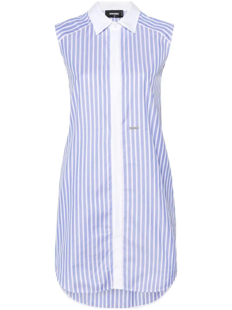 DSQUARED2 knotted-sleeves striped shirtdress - Blue Cover