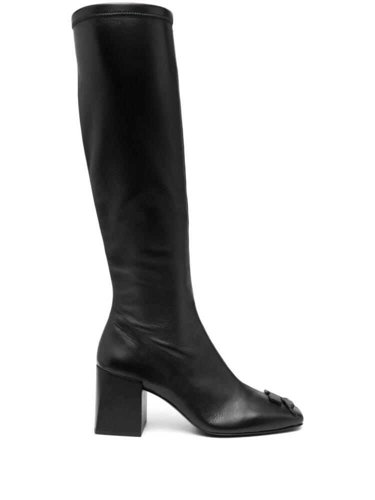 Courrèges 75mm logo-patch knee-high boots - Black Cover