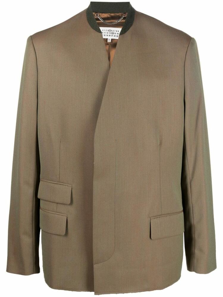 Maison Margiela collarless single-breasted wool blazer - Neutrals Cover